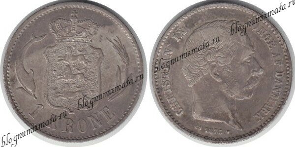 1 крона Дания 1875